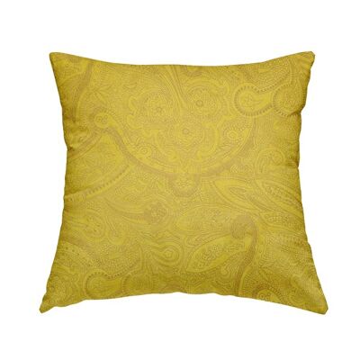 Velvet Fabric Laser Cut Yellow Pattern Cushions Piped Finish Handmade To Order