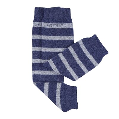 Merino baby warmers, blue / gray stripes