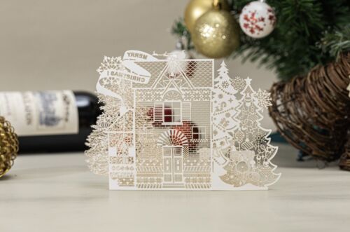 3D Kerstkaart Dreaming of a white Christmas met berichtenpaneel