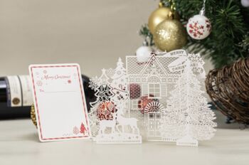 Carte de Noël 3D Rêver d'un Noël blanc avec panneau à messages 4