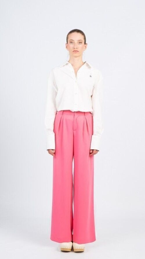 Pink satin pants / Bright winter colors