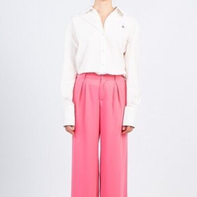 Pink satin pants / Bright winter colors