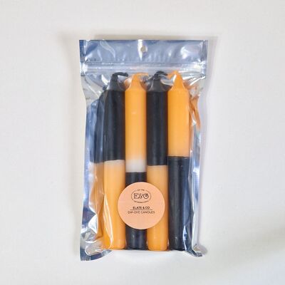 Black + Orange Dip Dye candles