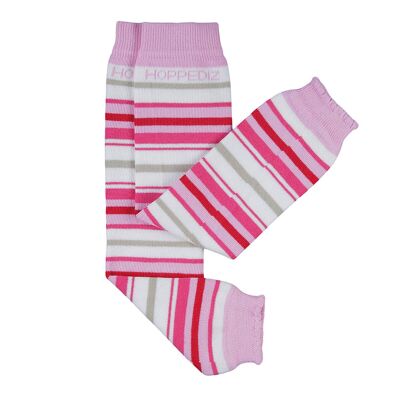 Organic baby warmers with white / pink stripes