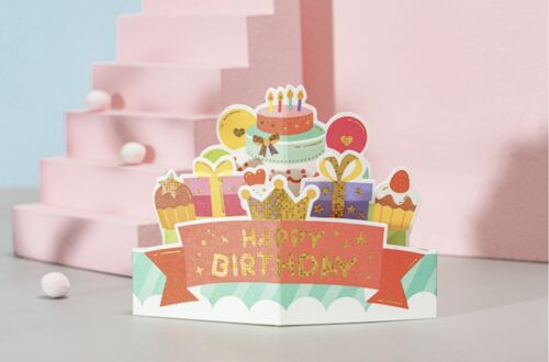 3D cadeaukaartje met envelop | Happy Birthday Cake