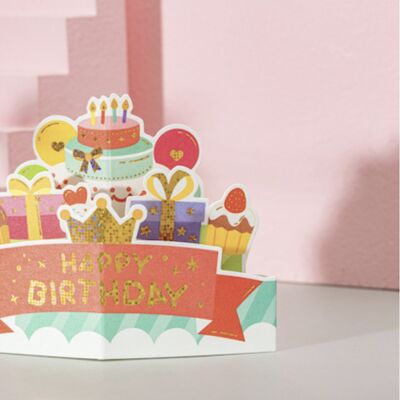 3D-Geschenkkarte mit Umschlag | Geburtstagskuchen