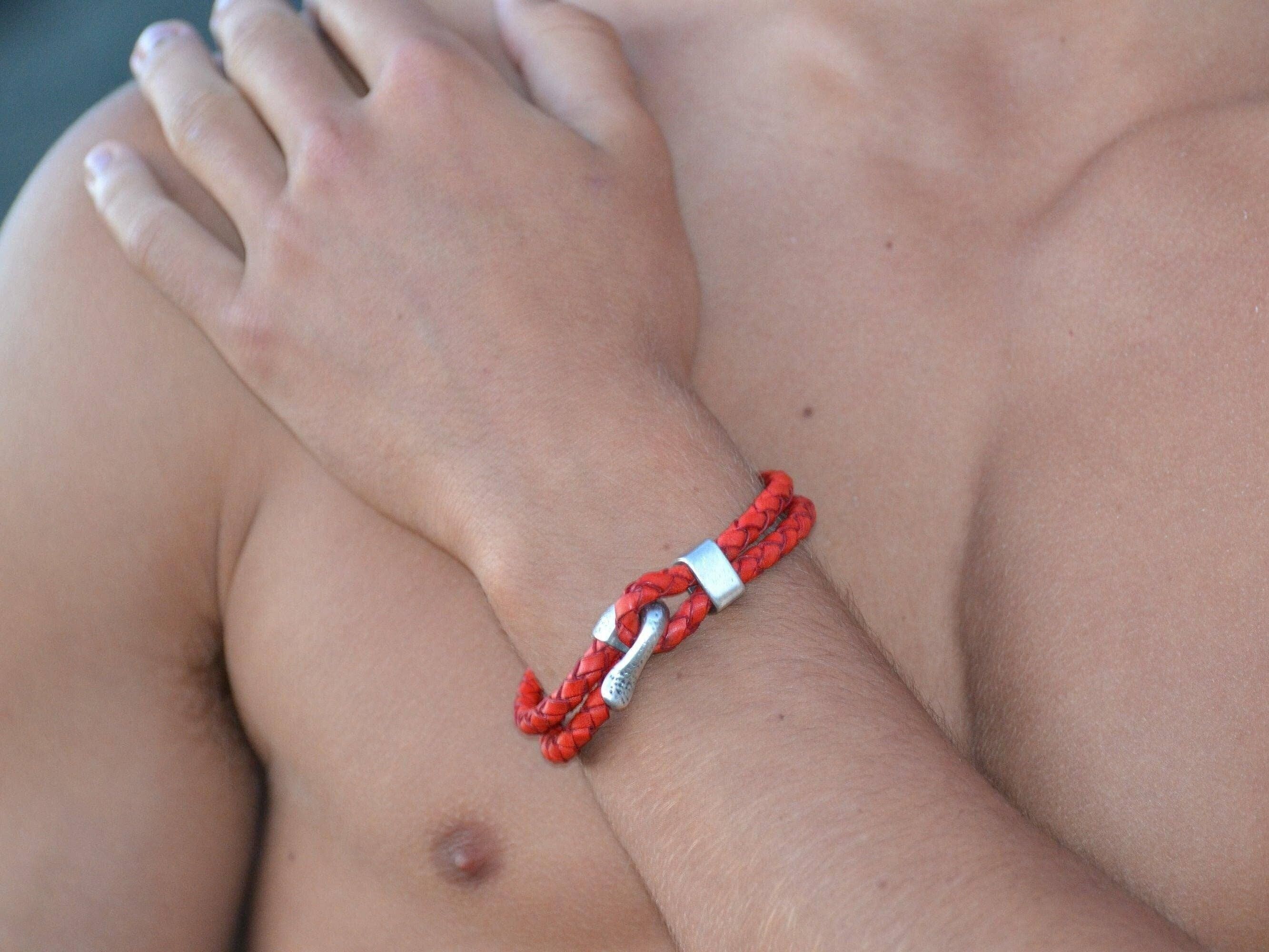 Pulsera de cuero trenzado para hombre de regalo de Navidad