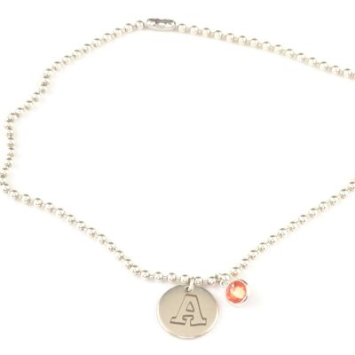 Prague Birthstone Necklace with Initial
