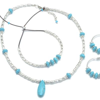 Turquoise Set - Necklace Earring Bracelet