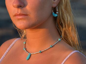 Parure Turquoise - Collier Boucle d'Oreille Bracelet 3