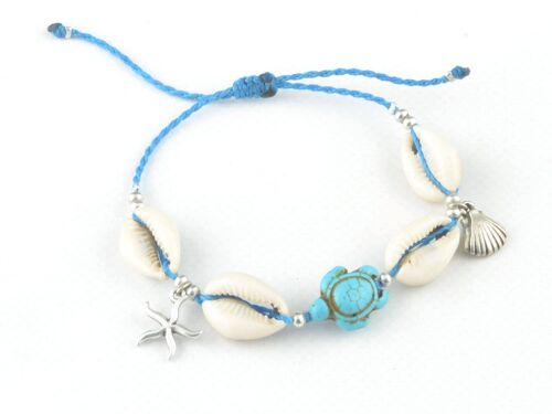 turquoise turtle anklet with natural cowrie shell