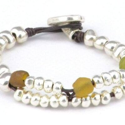 Bracelet Perles Recyclées Poisson Blanc