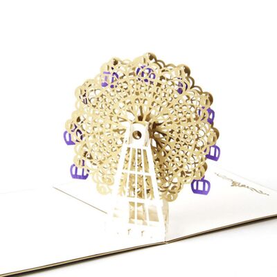 Pop up Greeting Card Ferris Wheel Congratulation Invitation Gold