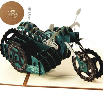 3D kaart Motorfiets - Harley Davidson - 3D videokaart motor, uitnodiging motorfiets reis