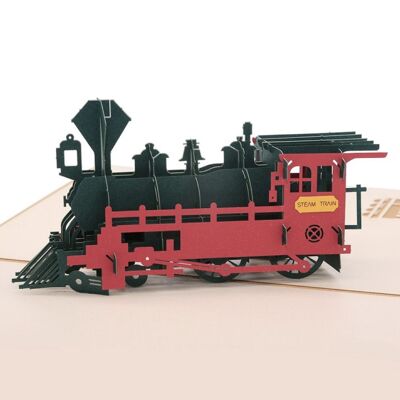3D wenskaart Locomotief Trein Verjaardag - voertuig kaart