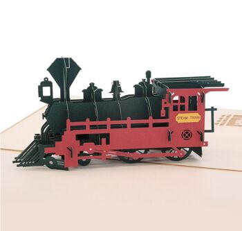 Carte de Voeux 3D Anniversaire Train Locomotive - Carte Véhicule 1