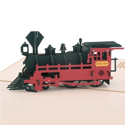 Tarjeta de Felicitación 3D Locomotora Tren Cumpleaños - Tarjeta de Vehículo