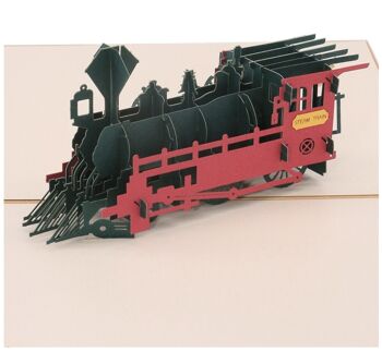 Carte de Voeux 3D Anniversaire Train Locomotive - Carte Véhicule 3