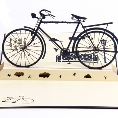 Tarjeta de felicitación 3D La vieja bicicleta de dos ruedas