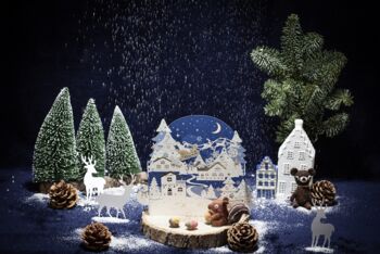 Carte de Noël pop-up 3D avec scène de Noël 3