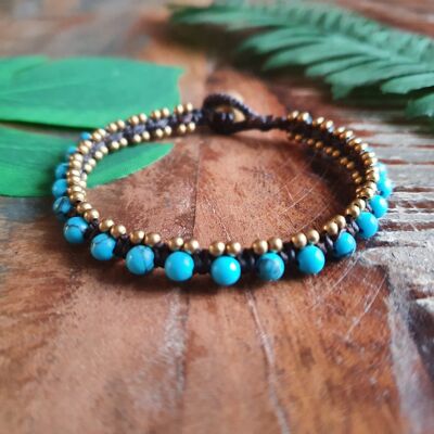Turquoise crystal macrame boho Thai bracelet