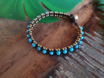 Bracelet thaï bohème macramé cristal turquoise 2