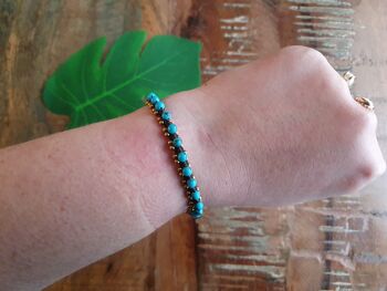 Bracelet thaï bohème macramé cristal turquoise 3