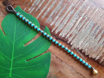 Bracelet thaï bohème macramé cristal turquoise 4