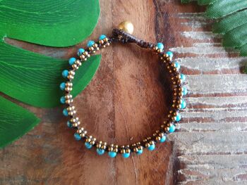 Bracelet thaï bohème macramé cristal turquoise 6