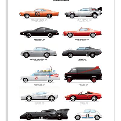 Art-Poster - Legendary Movie Cars - Olivier Bourdereau W15007-A3