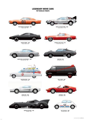 Art-Poster - Legendary Movie Cars - Olivier Bourdereau W15007-A3 4