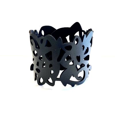 Armband Leder schwarz Fantasie M/L