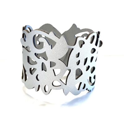 Bracciale in pelle argento fantasia