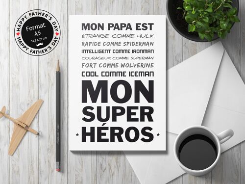 A5 - Carte Famille - Mon Super Héros - Fond blanc