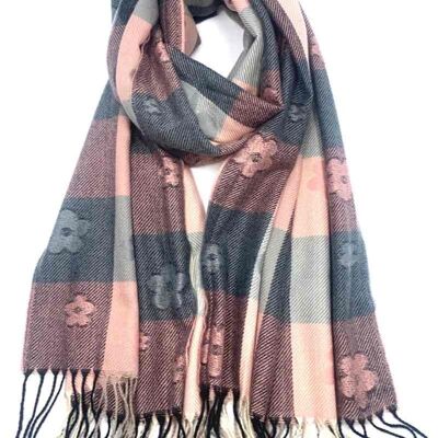 Echarpe douce motif carreau fleur