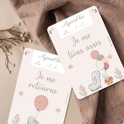 Cartes premières fois petits lapins rose