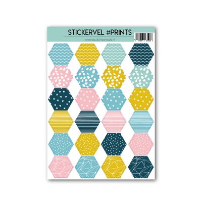 Stickervel Hexagon | Drucke