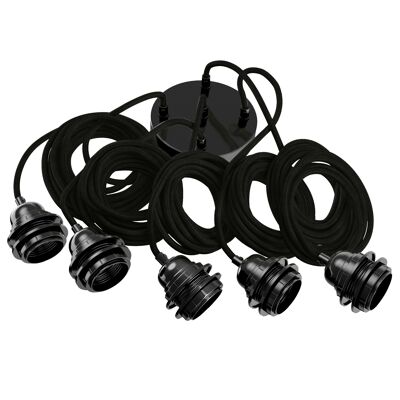Ciondolo a soffitto in lino francese Hang-5 - 5 fili 2,50 m - colore lino nero