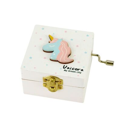 White Windup Unicorn Music Box