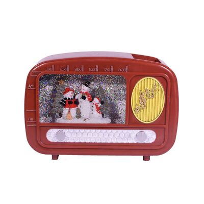 Caja de música de radio LED con movimiento de agua de Navidad roja