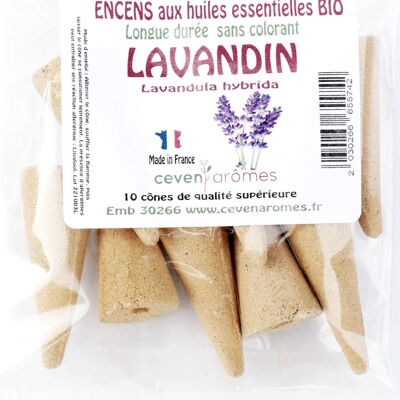 Conos de incienso con aceites esenciales de LAVANDÍN BIO