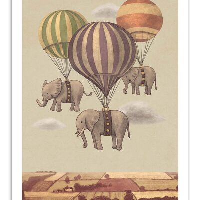 Kunstplakat - Flug der Elefanten - Terry Fan W16117