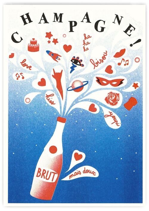 Carte A5 "LES MOTS DOUX" - CHAMPAGNE