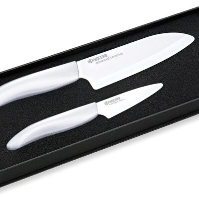 KYOCERA Set de regalo cuchillos cerámicos Gen 75 + 140 mm - Blanco