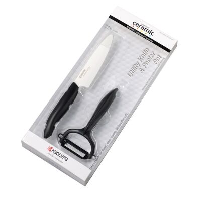 KYOCERA Couteau céramique multi-usages blister set 110 + peeling horizontal - Noir