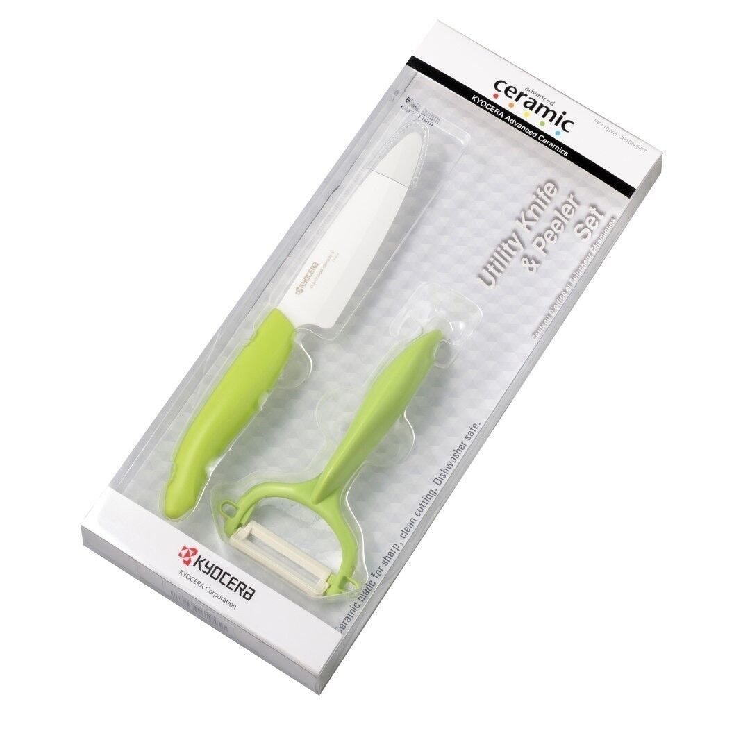KYOCERA Mehrzweck-Keramikmesser-Blister-Set 110 + horizontales Schälen - Grün