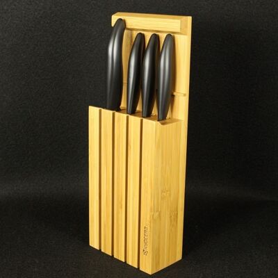 Bloque de cuchillos de bambú KYOCERA + juego de cuchillos Gen WHBK
