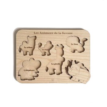 Puzzle en bois pour enfant - Les animaux de la Savane 3