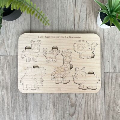 Puzzle en bois pour enfant - Les animaux de la Savane