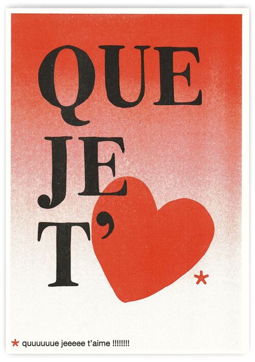 Carte A5 "LES MOTS DOUX" - QUE JE T'AIME